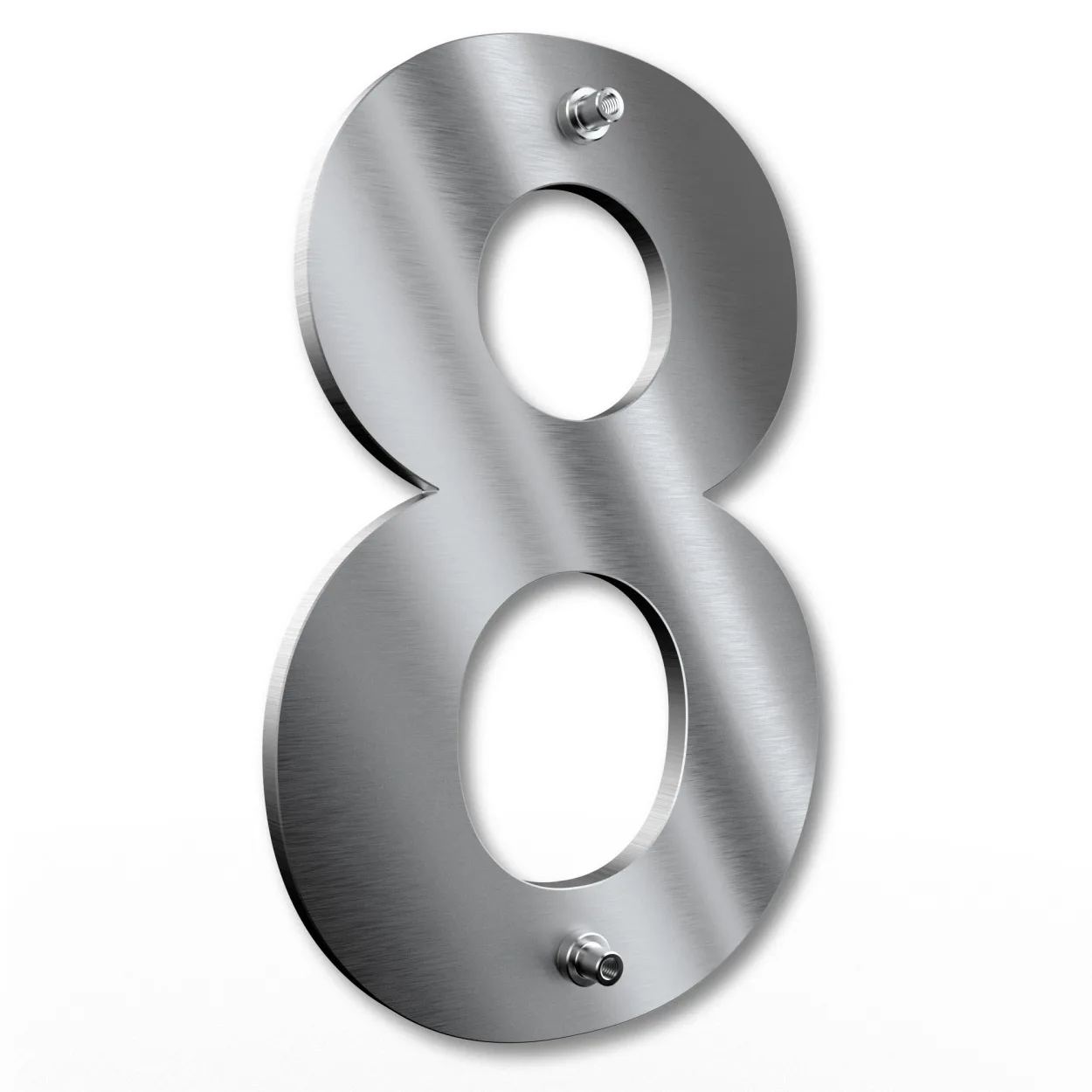 Pflegeleichte Edelstahl-Hausnummer 8, rostfrei und witterungsbeständig, modernes Design für außen in 15 cm