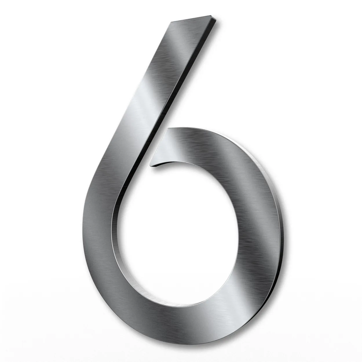 Edelstahl-Hausnummer 6 in 15 cm Höhe, modernes Design, witterungsbeständig und pflegeleicht