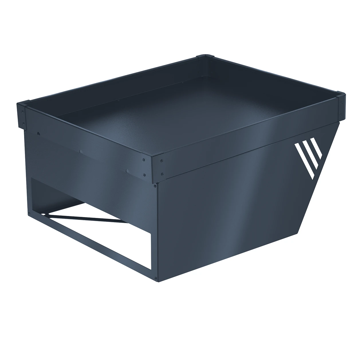 Seitliche Ansicht des leeren Hochbeets für Mähroboter in Anthrazit