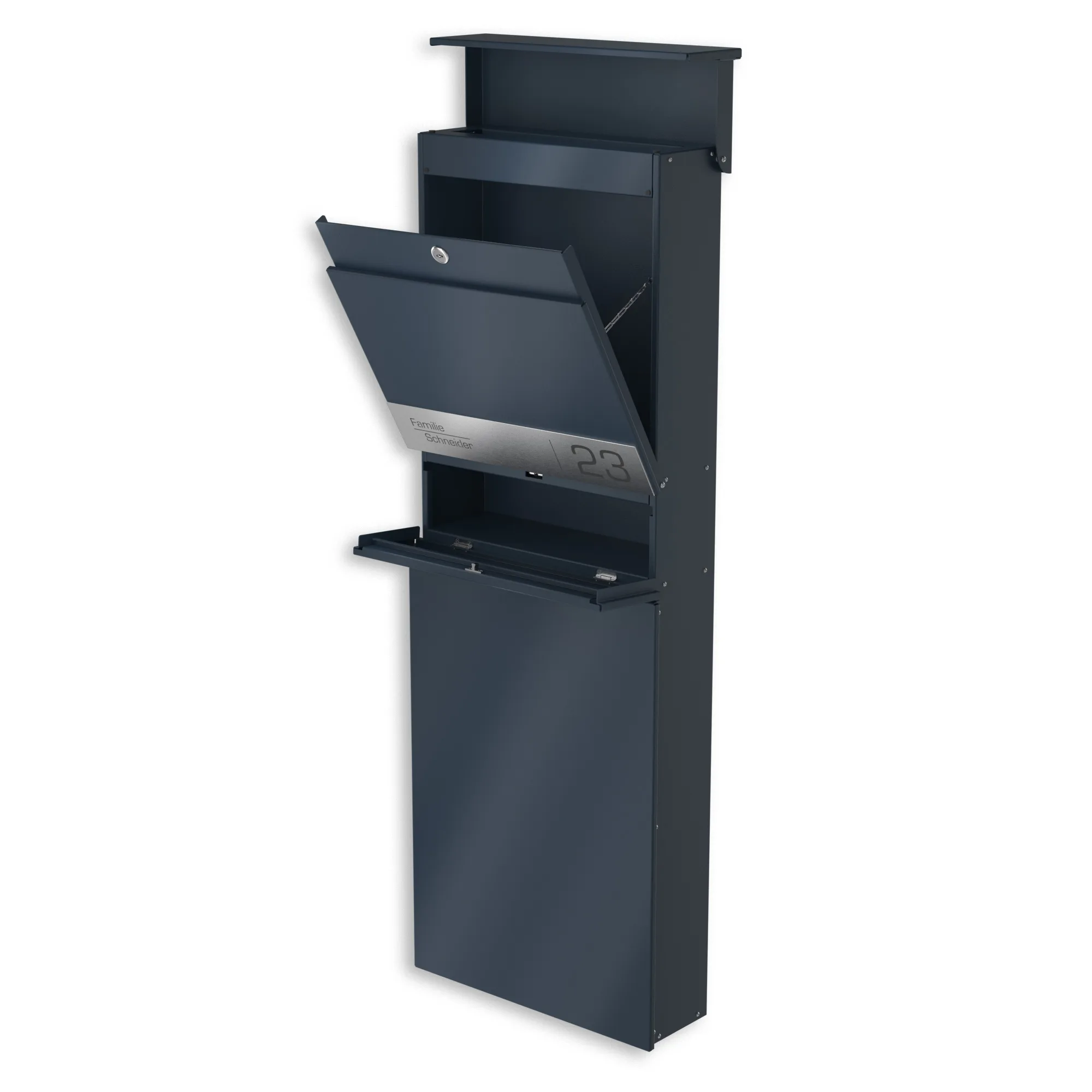 Standbriefkasten Stahl mit Zeitungsfach Anthrazit RAL 7016 | Capella