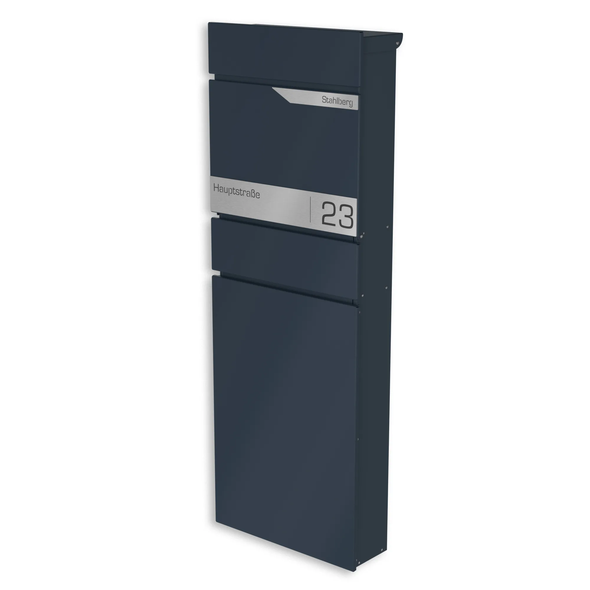 Standbriefkasten freistehend mit Zeitungsfach und Edelstahl-Schild | Capella