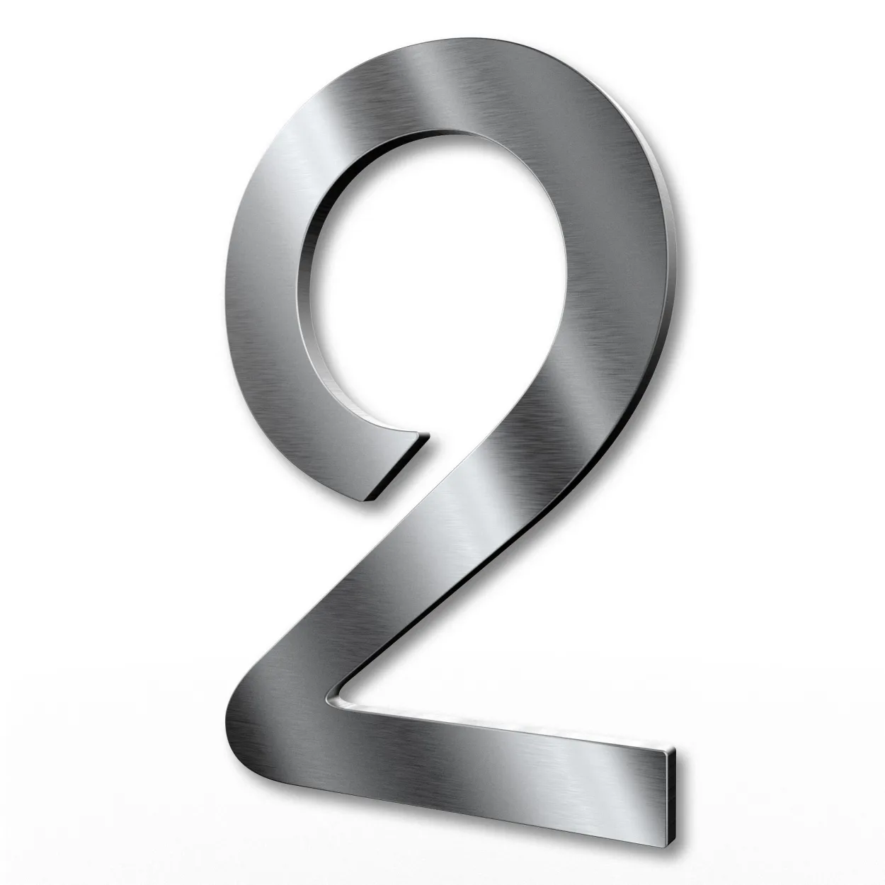 Edelstahl-Hausnummer 2 in 15 cm Höhe, modernes Design, witterungsbeständig und pflegeleicht