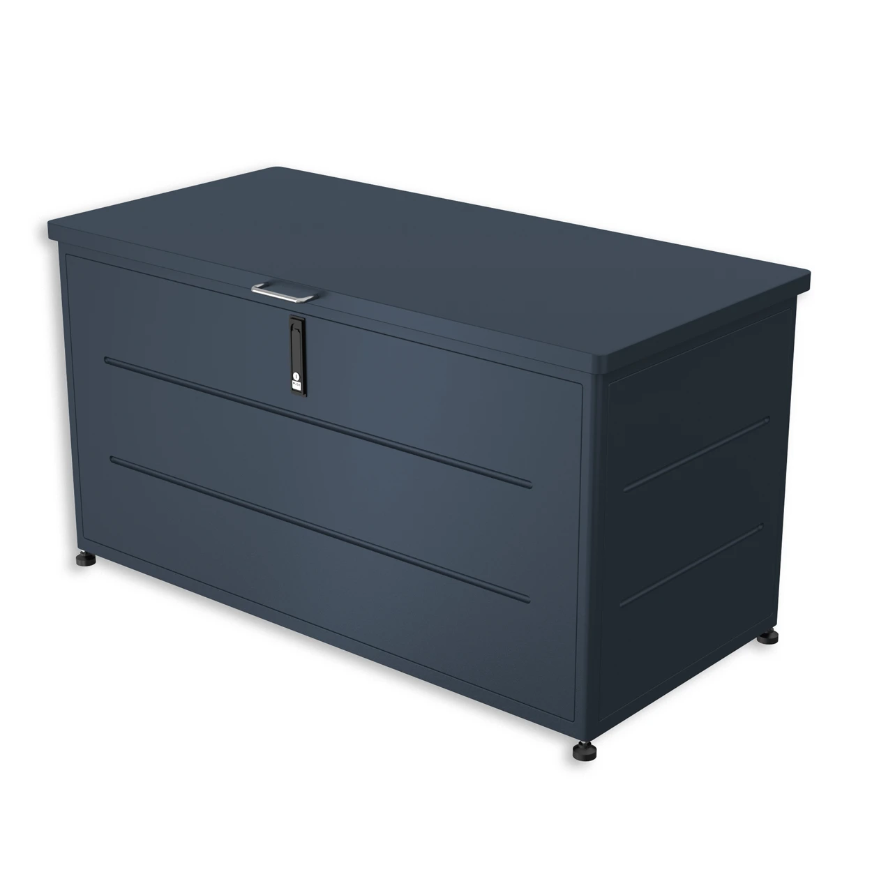 Garten-Aufbewahrungsbox in Anthrazit RAL7016 mit Schloss und robustem Design.