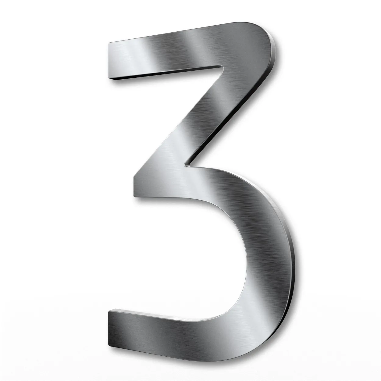 Edelstahl-Hausnummer 3 in 15 cm Höhe, modernes Design, witterungsbeständig und pflegeleicht