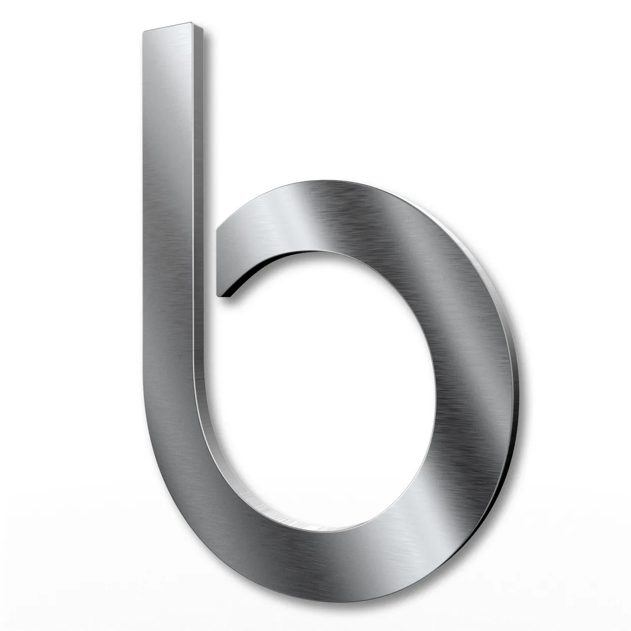 Edelstahl-Hausnummer b in 15 cm Höhe, modernes Design, witterungsbeständig und pflegeleicht