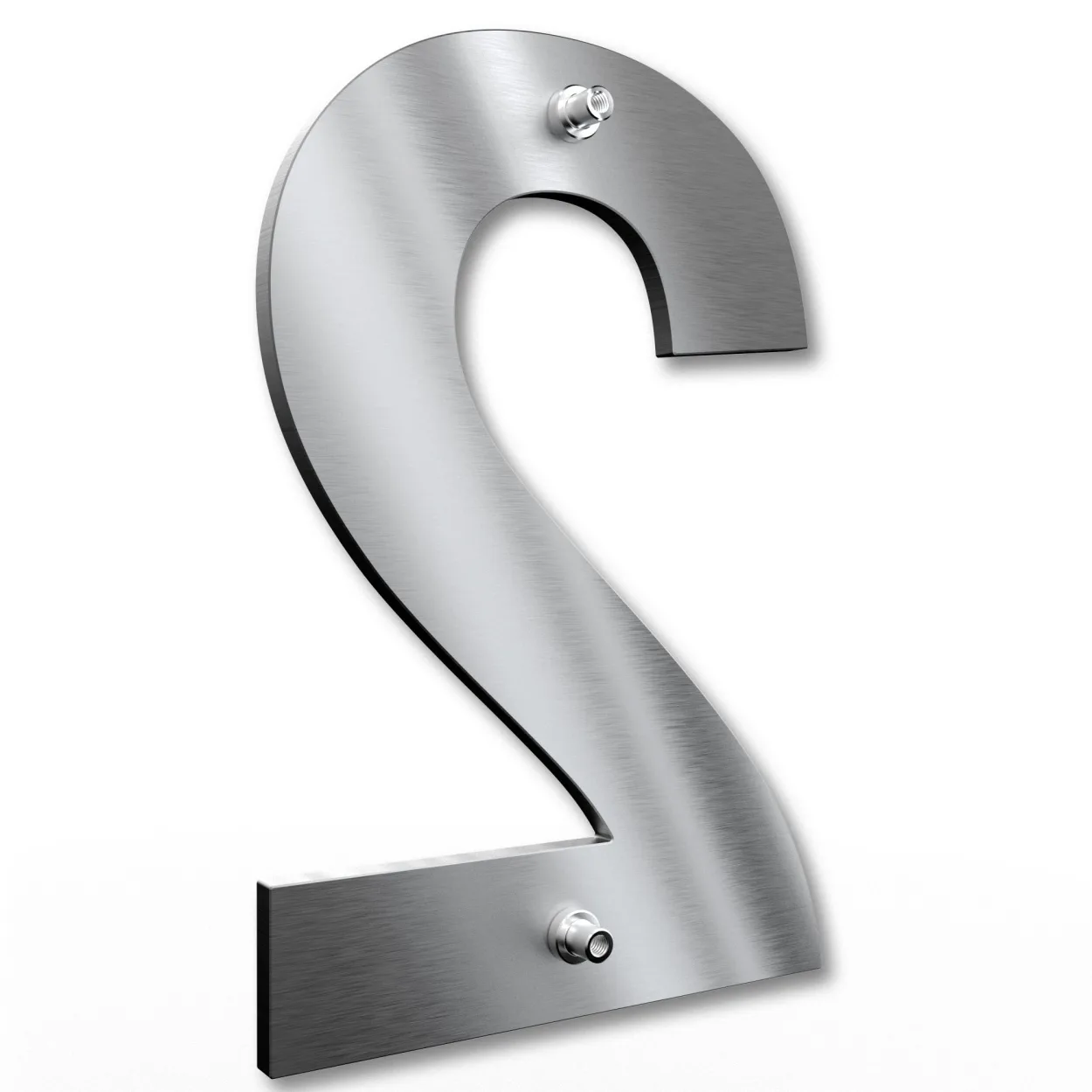 Pflegeleichte Edelstahl-Hausnummer 2, rostfrei und witterungsbeständig, modernes Design für außen in 15 cm