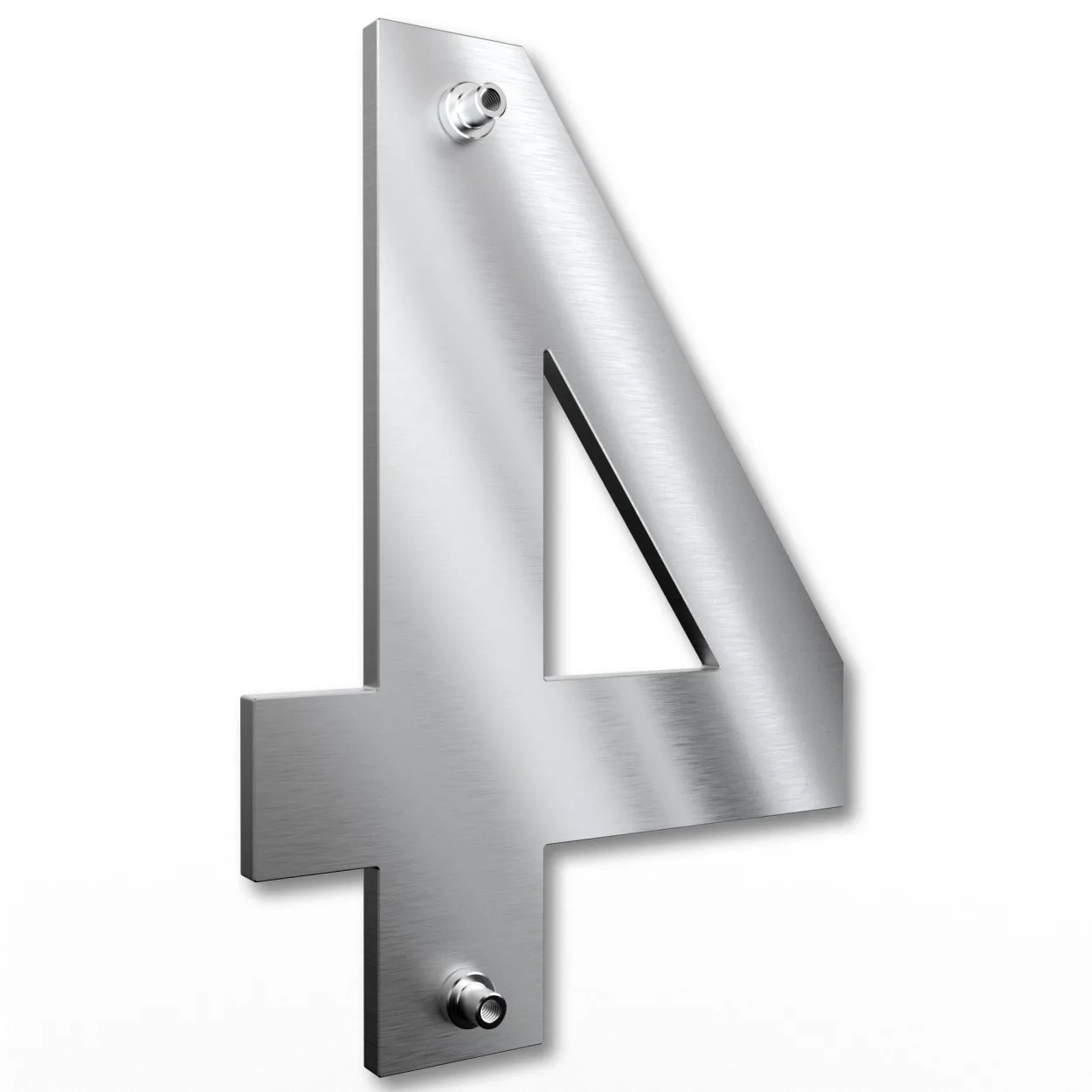 Pflegeleichte Edelstahl-Hausnummer 4, rostfrei und witterungsbeständig, modernes Design für außen in 22 cm – Arial