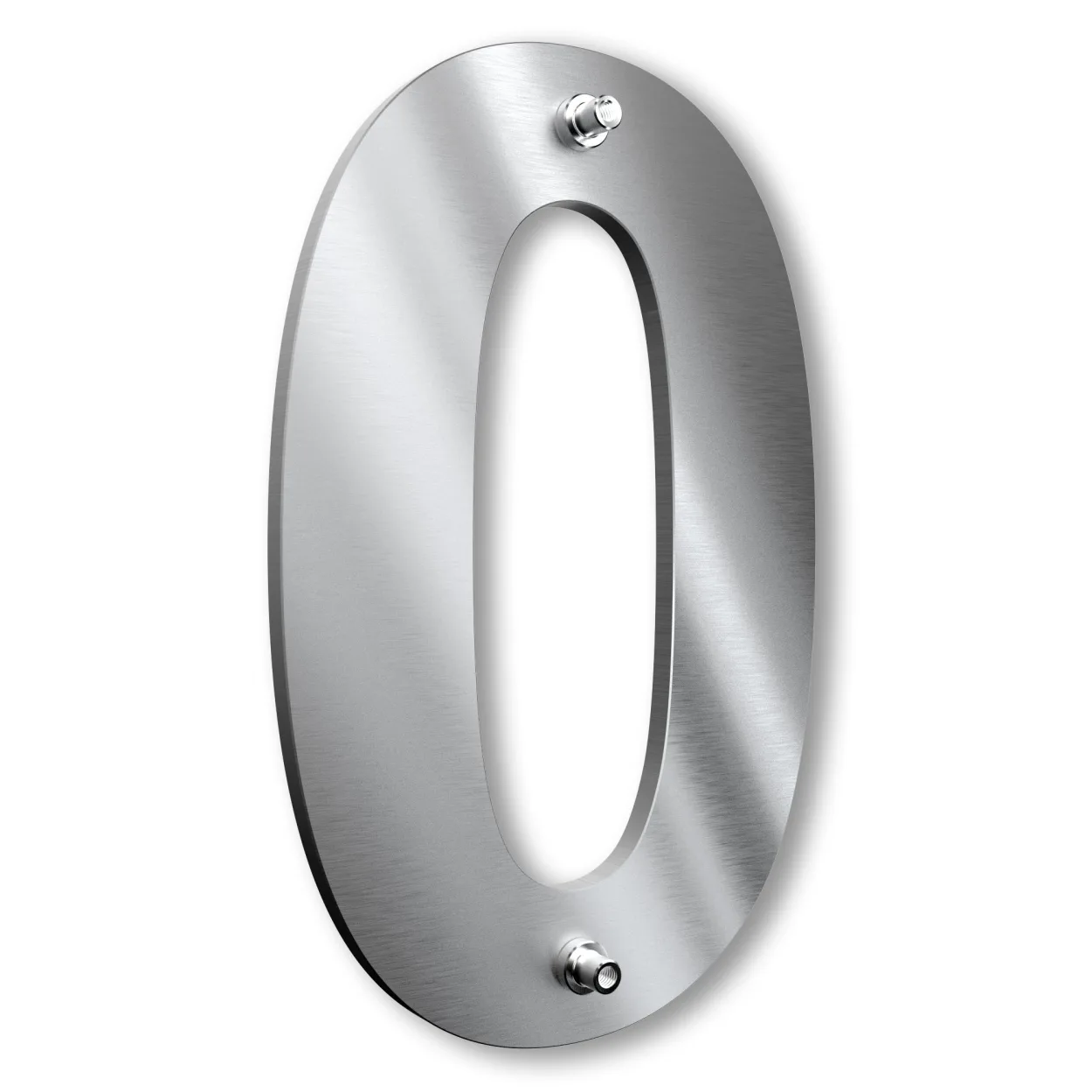Pflegeleichte Edelstahl-Hausnummer 0, rostfrei und witterungsbeständig, modernes Design für außen in 15 cm