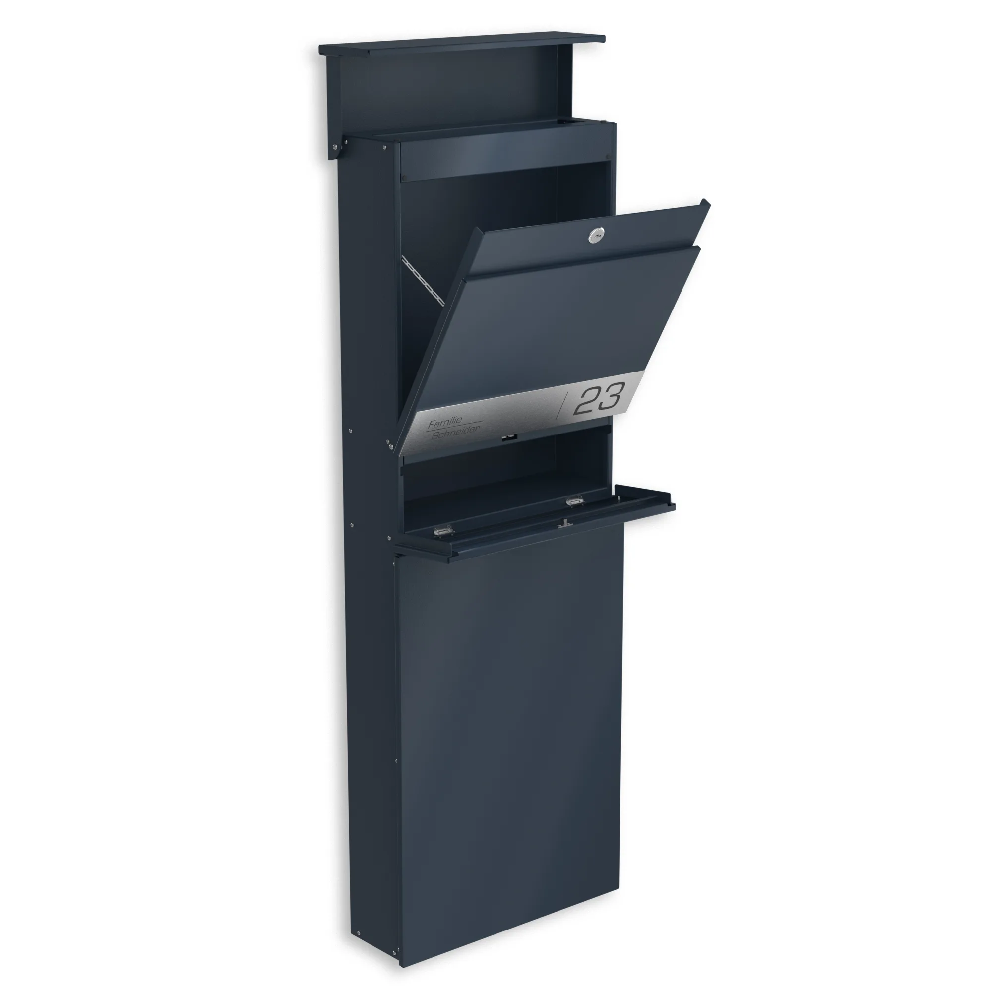 Standbriefkasten Stahl mit Zeitungsfach Anthrazit RAL 7016 | Capella