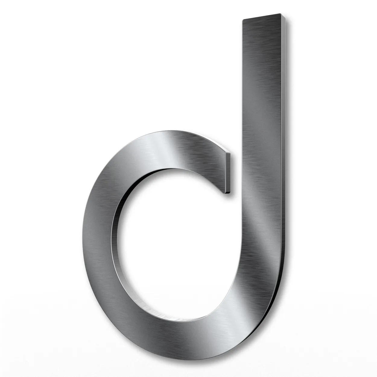 Edelstahl-Hausnummer d in 22 cm Höhe, modernes Design, witterungsbeständig und pflegeleicht