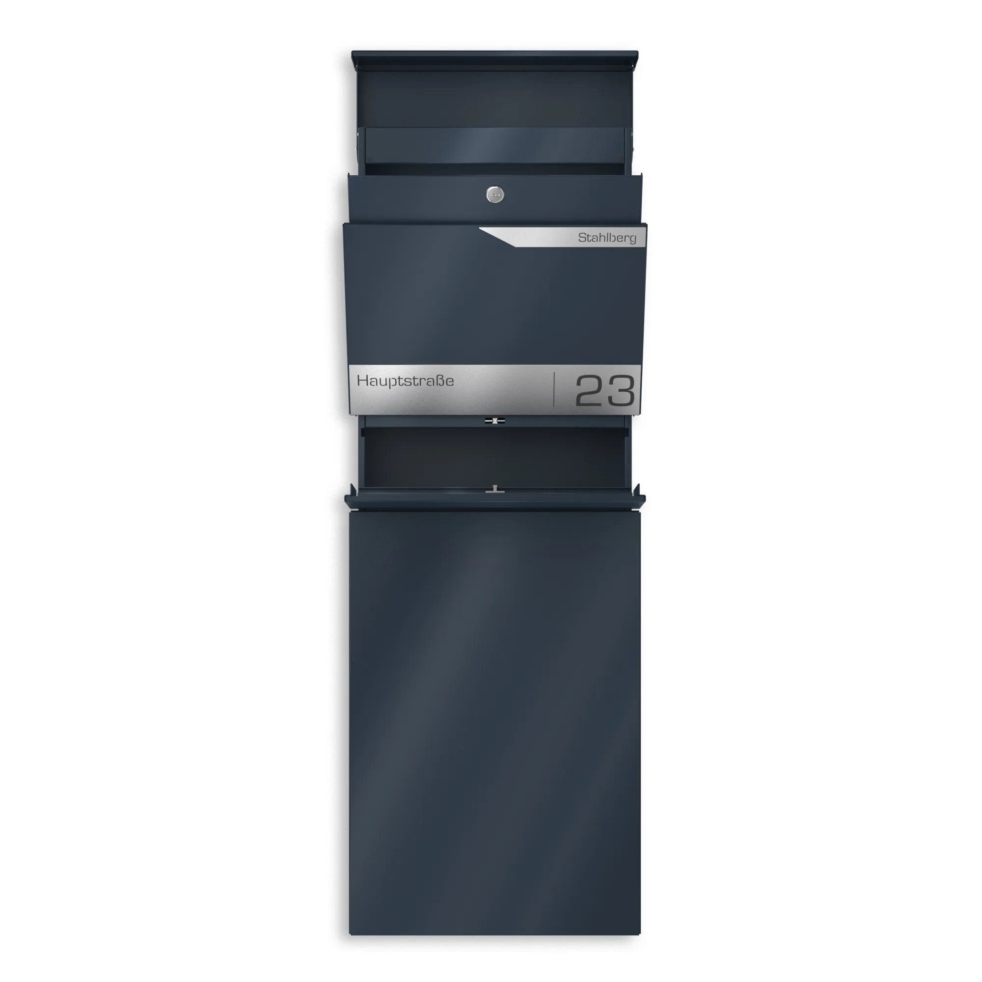 Standbriefkasten freistehend mit Zeitungsfach und Edelstahl-Schild | Capella