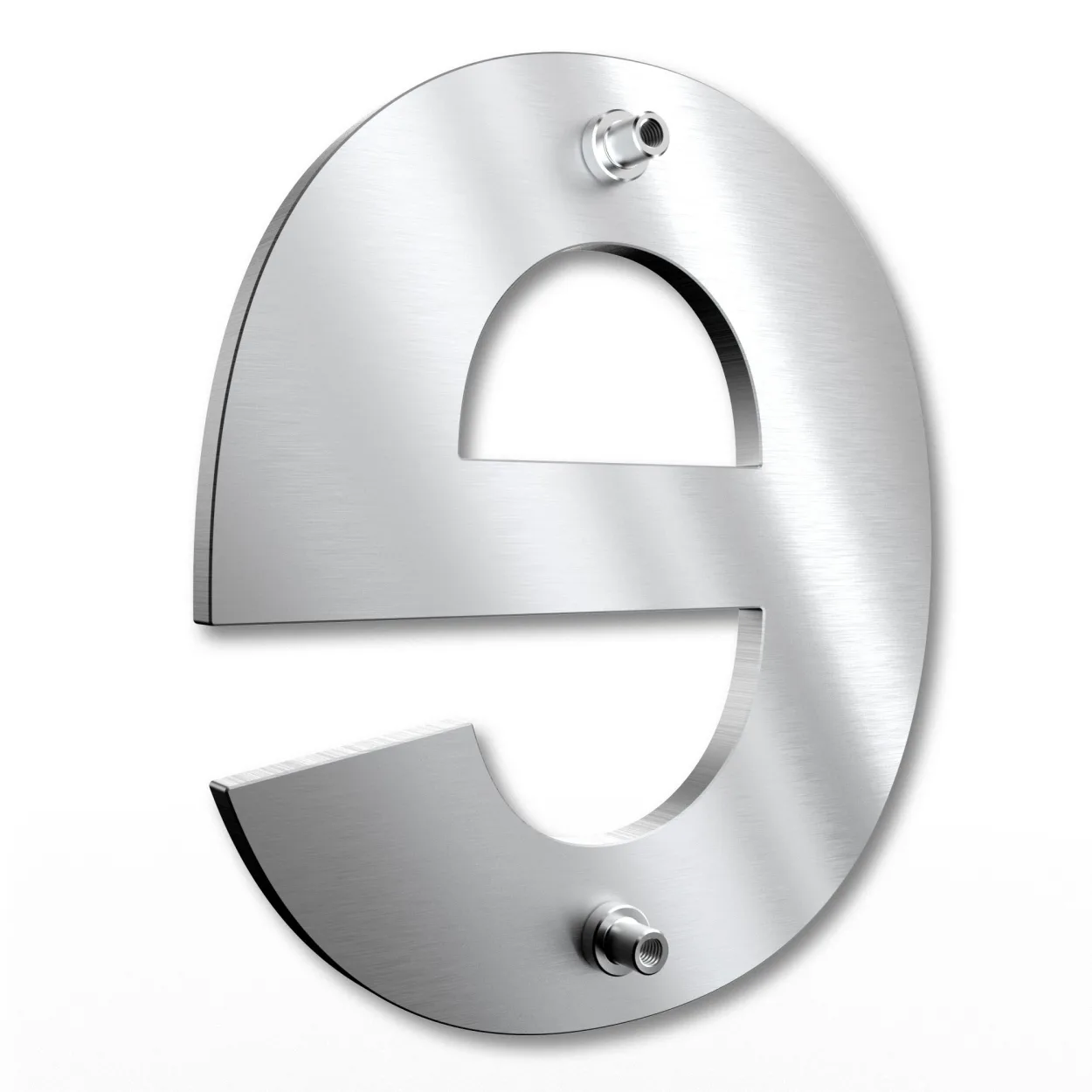 Pflegeleichte Edelstahl-Hausnummer e, rostfrei und witterungsbeständig, modernes Design für außen in 15 cm