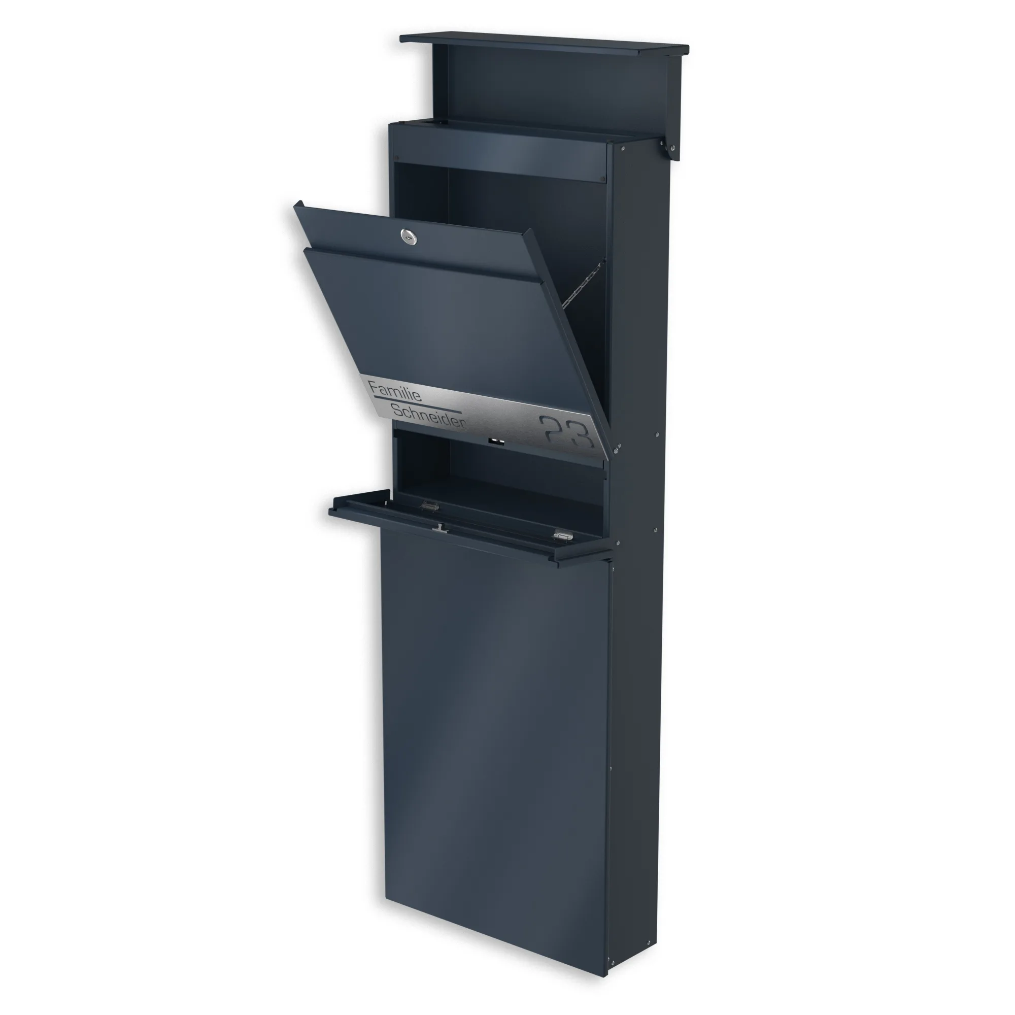 Personalisierbarer Standbriefkasten mit Zeitungsfach freistehend | Capella