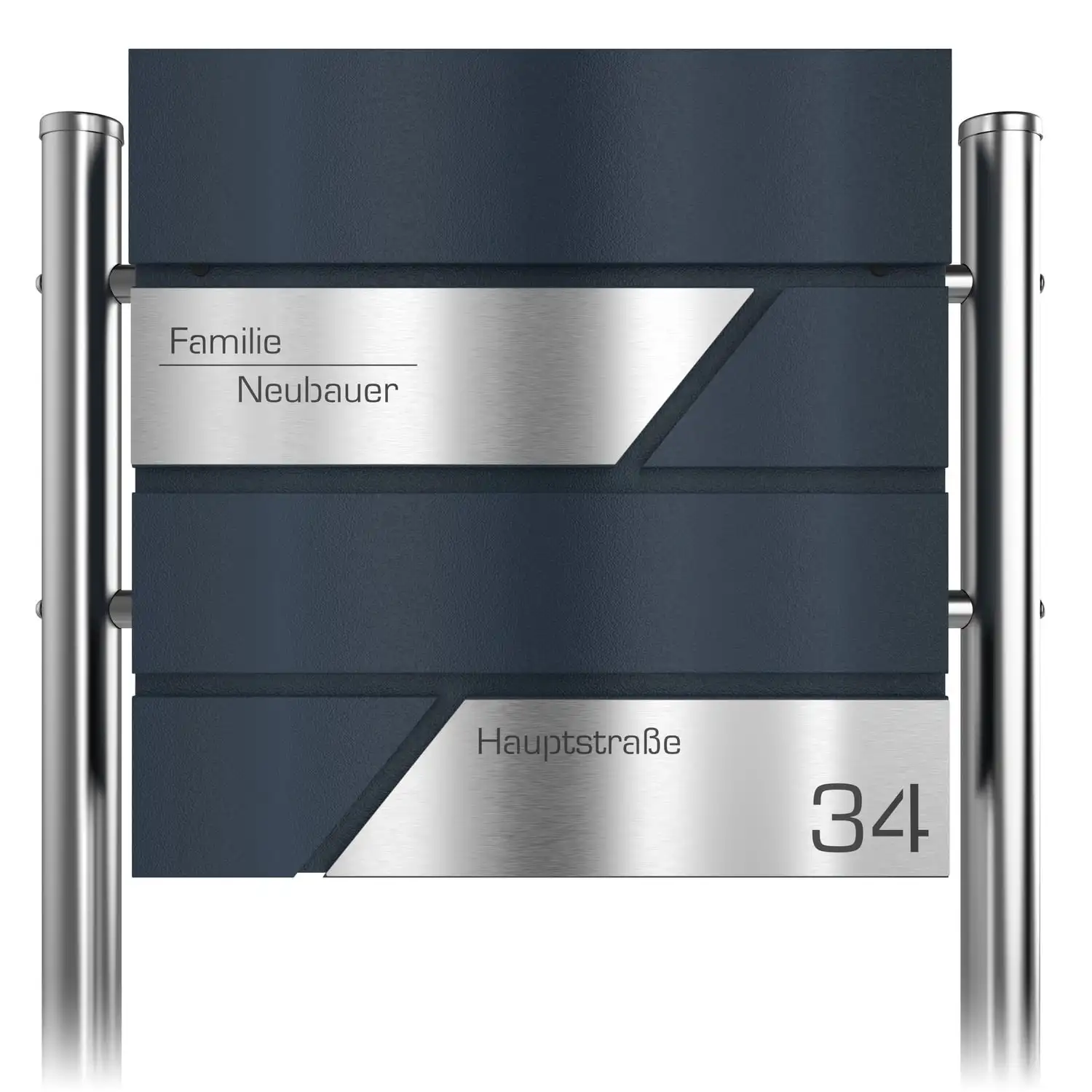 Individuell gravierbarer Briefkasten Funk aus verzinktem Stahl, Edelstahl Gravur wetterfest und langlebig